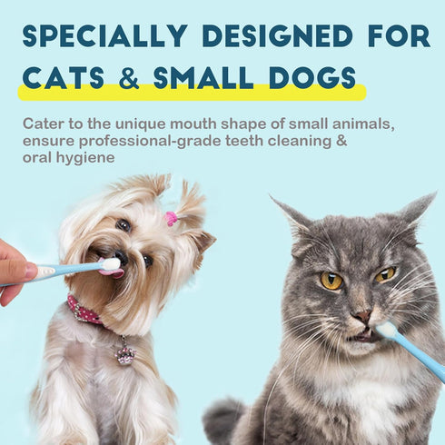 2 Small Dog Toothbrush, Cat & Puppy Tooth Brushing Kit, Ultra Soft & Mini Head Tooth Brush for Kitten & Tiny Pet, Doggy