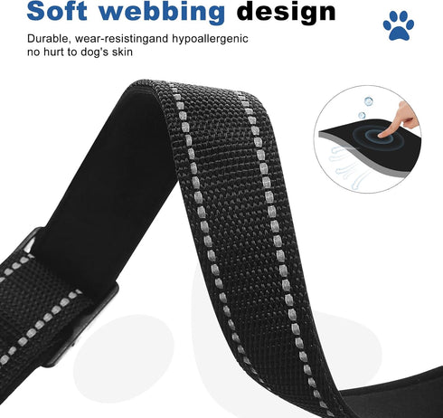 Reflective Martingale Dog Collar with Quick Release Buckle, Adjustable Soft Padded Nylon Collar for Small Medium Large