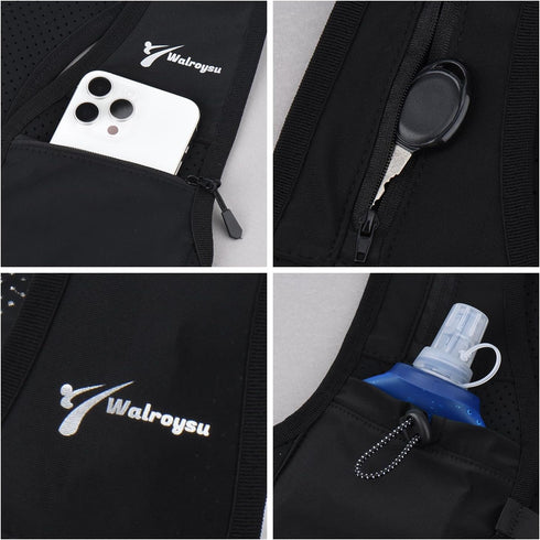 Running Vest for Women & Men, Adjustable Reflective Vest with 500ml Soft Flask, Designed for Marathon Trail Race Jogging