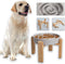 Elevated Slow Feeder Dog Bowl - Puzzle Maze Dish with Bamboo Stand