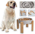 Elevated Slow Feeder Dog Bowl - Puzzle Maze Dish with Bamboo Stand