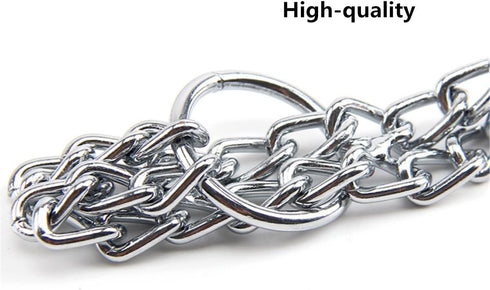 Dog Chain Collar, Iron Metal Double Chain Row Neck Leash Gear for Small Medium Large Dogs, 45cm