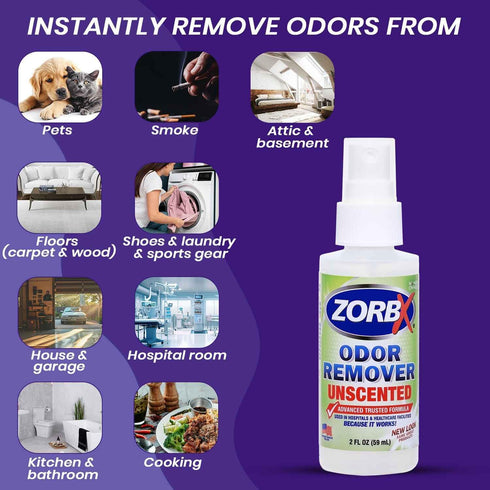 ZORBX Unscented Odor Eliminator, Advanced Formula Fast-Acting Odor Remover Spray for Dog, Cat, House