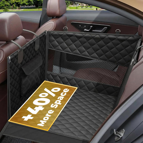 glozaic Large Dog Car Seat Integrated Hard-Back, Durable Waterproof Rear Seat Extension Pad Features Dual mesh Windows