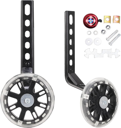 Training Wheels for Bike, Compatible for 12/14/16/18/20 Inch, Flash Mute Wheel, 1 Pair