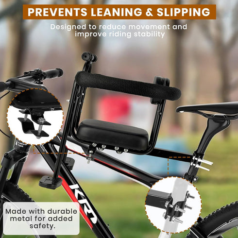 2~4 60 lbs Kids Bike Seat Front Mounted, Child Bike Seat with Foot Pedals and Guardrail, Suitable for Children Years