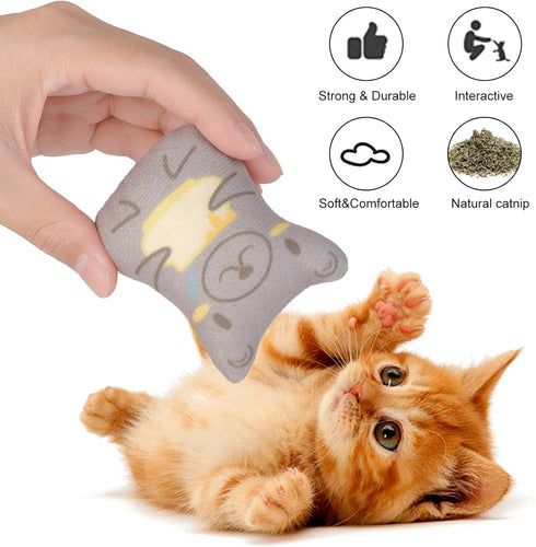 Dorakitten Catnip Toys for Indoor Cats - 5PCS Plush Chew Toys Teething Interactive Catnip Filled