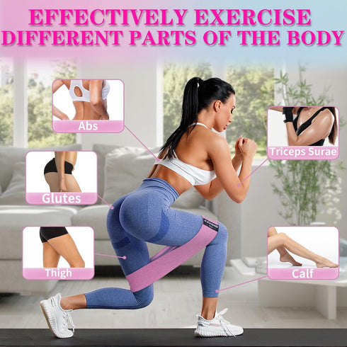 Resistance Bands Set with Non-Slip Design, 3 Levels for Hips & Glutes, Booty Bands for Home Fitness, Yoga, Pilates