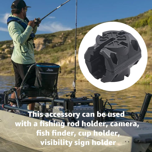 Kayak Rail Adapter - Compatible with Hobie H-Rail, Kayak Fishing Accessories (Black)