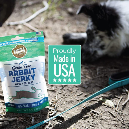 Smart Cookie Single Ingredient Rabbit Jerky Dog Treats, 100% Meat, Grain Free, 3 oz, Pack of 3