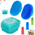 3PCS Dog Bath Brush, Shampoo Brush and Scrubber with Adjustable Ring Handle for Short & Long Hair (Blue)