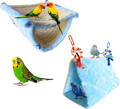 2Pcs Bird Bed for Cage, Hanging Hammock Snuggle Hut, Sleeping Tent Toy for Parakeets, Budgies, Cockatoos
