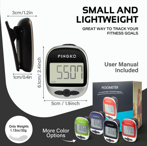 PINGKO Multi-Function Portable Outdoor Sport Pedometer - Step, Distance, Calories, Counter