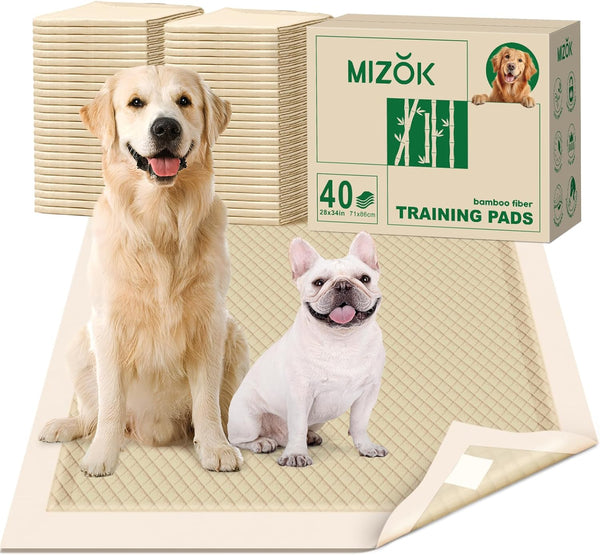 MIZOK Dog Pee Pads Extra Large 28"x34", Bamboo Puppy Pads Super Absorbent