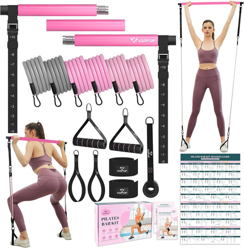 Pilates Bar Kit with Resistance Bands, Multifunctional Yoga Pilates Bar for Home Gym Workouts