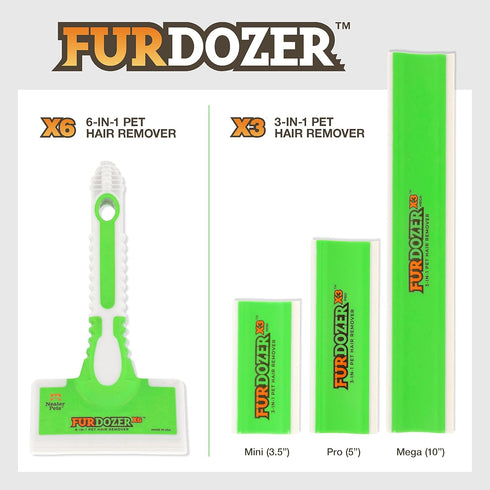 FurDozer X3 PRO Pet Hair Remover & Auto Detailing Tool for Carpets, Couches, Bedding, Reusable Pet Hair Tool
