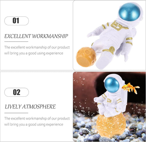Mipcase 2pcs Fish Tank Landscaping Ornaments, Spaceman Toy Sculpture for Aquarium Decor