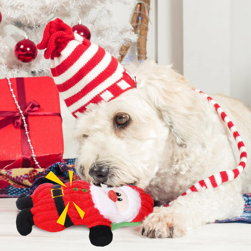 6 Pcs Christmas Squeaky Dog Toys - Stuffed Plush Toys with Squeaker for Small Medium Large Dogs - Interactive Puppy