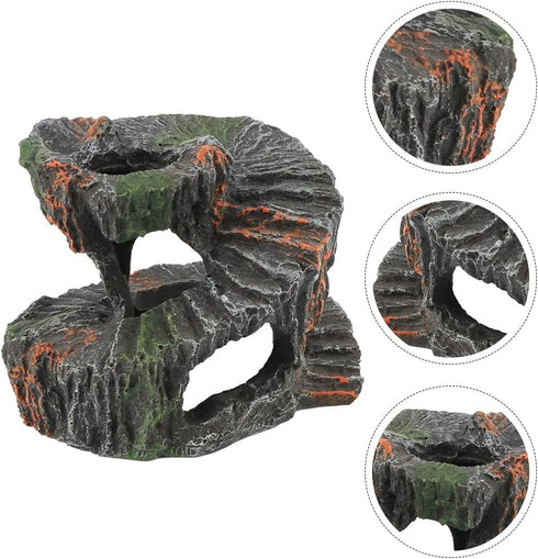 Housoutil Turtle Terrace Tortoise Tank Decoration, Hiding Cave Aquarium Model, Landscaping Tool, Fish Tank Ornament