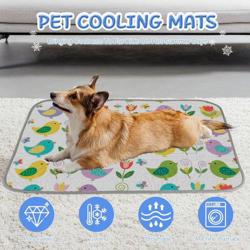 imiBBWQu Summer Summer 27" 22" Dog Cooling Mat Cute Birds Cool Mat for Dogs Washable Pet Cooling Pads for Dogs Pad Dog