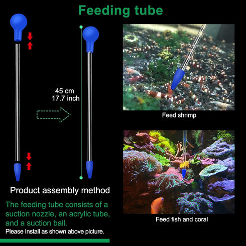 11.8 Inch Shrimp Feeding Tube with Dish, Suction Cup, Cleaning Brush, Aquarium Feeder
