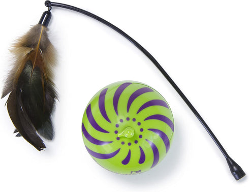 (2 Count) (2) 2 Count SmartKat Feather Whirl Electronic Motion Wand Cat Toys, Includes Extra Wands, Battery Powered