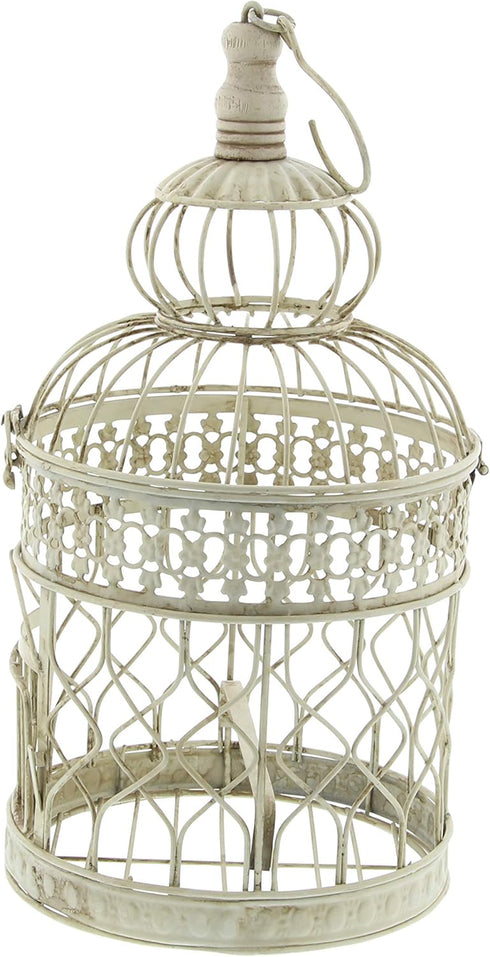 Deco 79 Metal Round Birdcage Set of 2, 22" & 18"H, with Latch Lock Closure and Hanging Hook, Cream