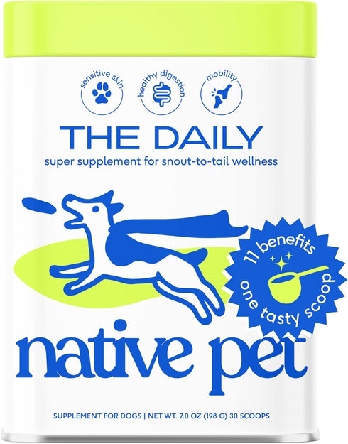 Native Pet The Daily Dog Supplement - 11 in 1 Multivitamin for Dog Health - 12 Active Ingredients, Tasty Scoop, Pet