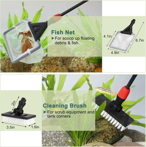 6 1 hygger Easy Clean Fish Tank Cleaner, in Aquarium Cleaning Tools Kit with Extendable Handle Algae Scraper Sponge