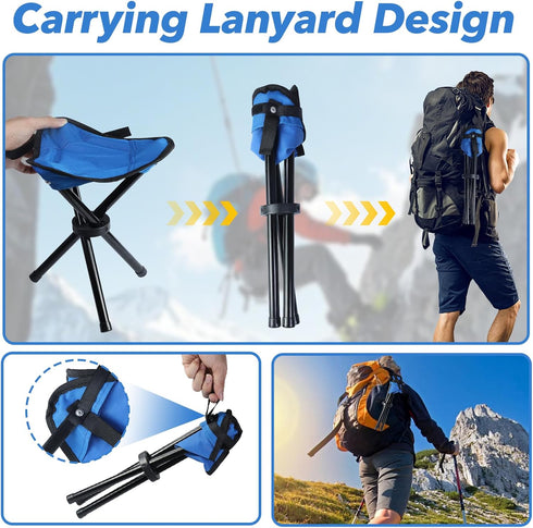 Stitokg 2 12 Inch 220 lbs PCS Travel Folding Camping Stool, Tripod Seat, Max Weight Outdoor Portable Chair, Lightweight