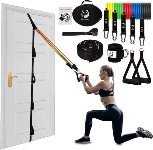 Slim Panda Door Anchor Strap for Resistance Bands, Portable Door Gym Attachment for Home Fitness