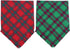 2 Pack Reversible Dog Bandana Christmas Plaid Triangle Bibs Scarf Accessories for Pets