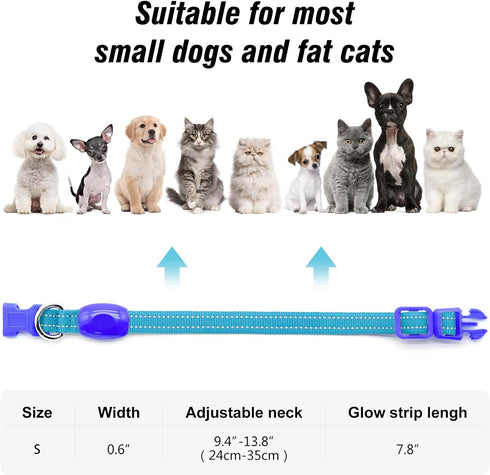 Visinite Light Up Dog Collars for Small Dogs, LED Dog Collar Light Rechargeable, Fully Adjustable Glow in The Dark Dog