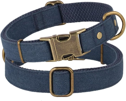 PET ARTIST Dog Collars for Medium Dogs, Heavy Duty Nylon with Quick Release Metal Buckle, Soft Padded Blue Collar, M