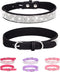 Dog Collar for Medium Dogs, Adjustable Leather Suede Bling Collar with Rhinestones - Black
