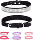 Dog Collar for Medium Dogs, Adjustable Leather Suede Bling Collar with Rhinestones - Black