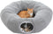 PEQULTI Cat Donut Tunnel with Bed for Indoor Cats, Cat Play Tunnel