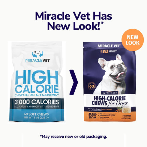 Dog Weight Gainer Chews for Energy & Mass, High Calorie Supplement for Healthy Weight Gain, 60 Treats