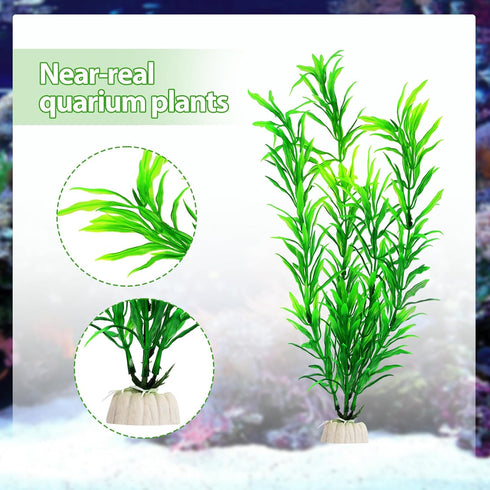 30pcs Fish Tank Accessories, Green Plastic Plants for Aquarium Decorations