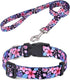 Dog Collar and Leash Set for Medium Dogs, Soft Comfy Pet Collar with Floral Pattern for Boy Girl Puppy Dogs (Floral A
