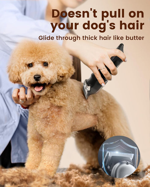 Trimmer, PAPMINI Dog Grooming Kit With Paw Low Noise Cordless Clippers for Thick Hair, Rechargeable Shaver for Pets