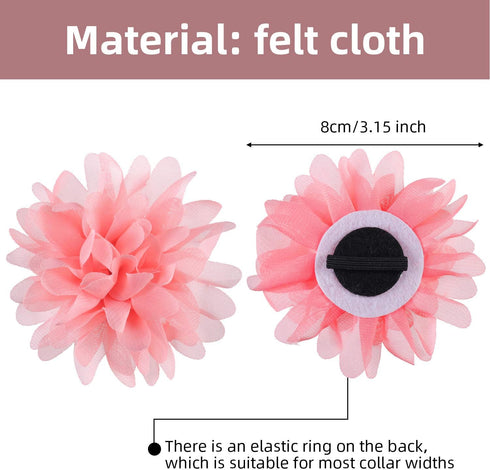 WILLBOND 20 Pcs Pet Flower Collar Bow - 3.1 Inch Multi Color Soft Chiffon Bow Tie Charms for Dogs