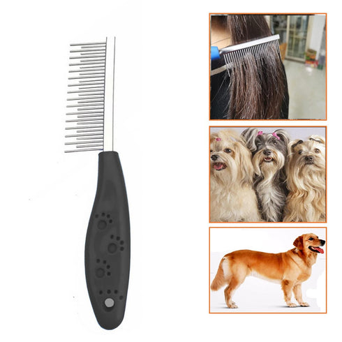 Dog or Cat Comb Grooming, Short and Long Teeth Dematting Tangles Remover Combs, Stainless Steel Pin (Black)