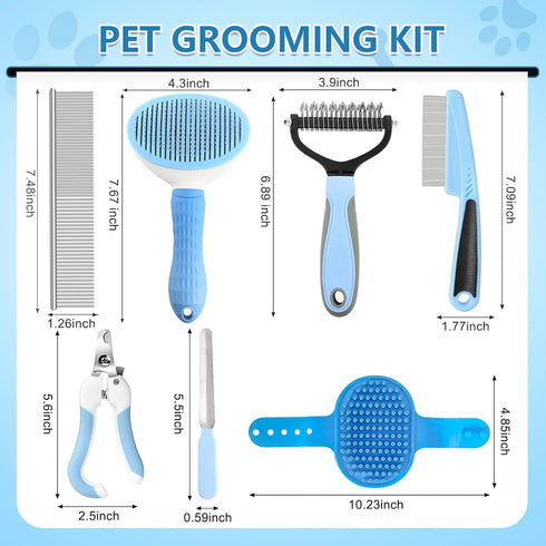 7PCS Dog Brush Dog Grooming Kit Dog Brush for Shedding-Dog Brushes for Grooming, Dematting Comb for Dogs, Cat Nail