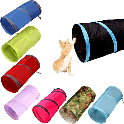 iCAGY 20" Pack 8 Foldable Spiral Cat Tunnel - Indoor Toy for Small Cats, Kittens, and Rabbits - Tube for Interactive