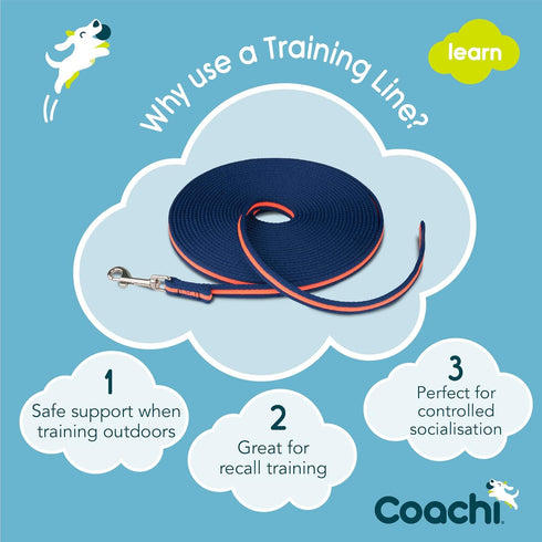 Coachi 10m Training Line for Safe Outdoors, Recall Training, Suitable for Medium Large Dogs and Puppies