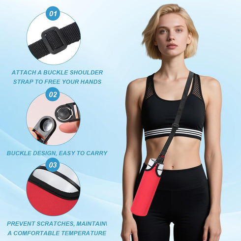 2pcs 15.5-20oz 2 uxcell Neoprene Water Bottle Sleeve, Insulated Water Glass Bottle Carrier Bag Collapsible Drink Bottle