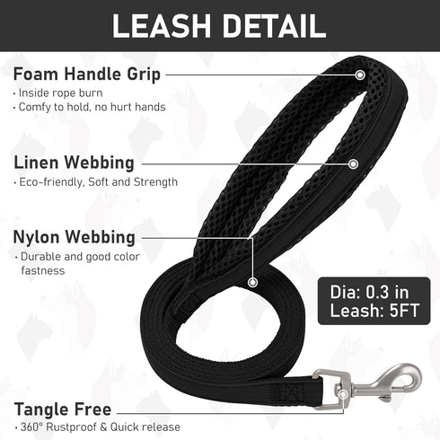 GAMUDA Small Dog Harness Collar and Leash Set - Step in No Choke No Pull Soft Mesh Vest (Black, S)