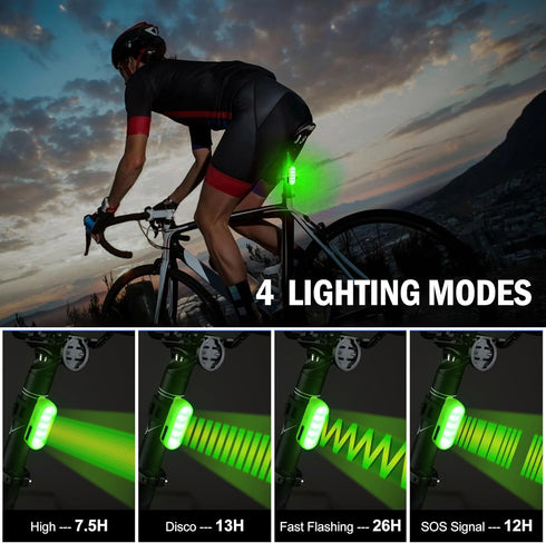 LED Safety Lights Bike Taillights, USB C Rechargeable Bicycle Rear Flashlight with 4 Light Modes for Runners