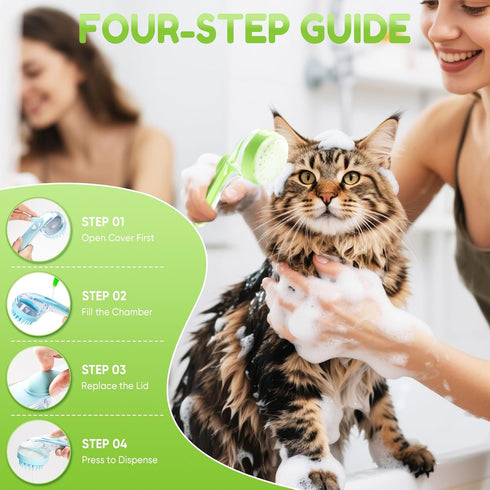 2pcs Pet Bath Brush with Shampoo Dispenser, Dog Bath Brush and Grooming Massage Brush for Dogs & Cats, Easy Dog Washing